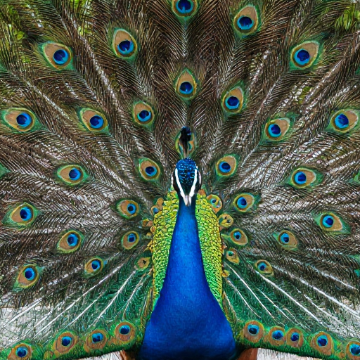 OrbitQuant W4A4 (Z-Image): detailed close-up of a peacock displaying feathers